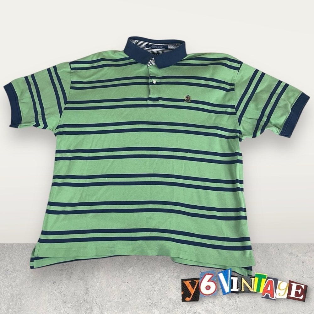 Tommy Hilfiger Green and Navy Striped Shirt